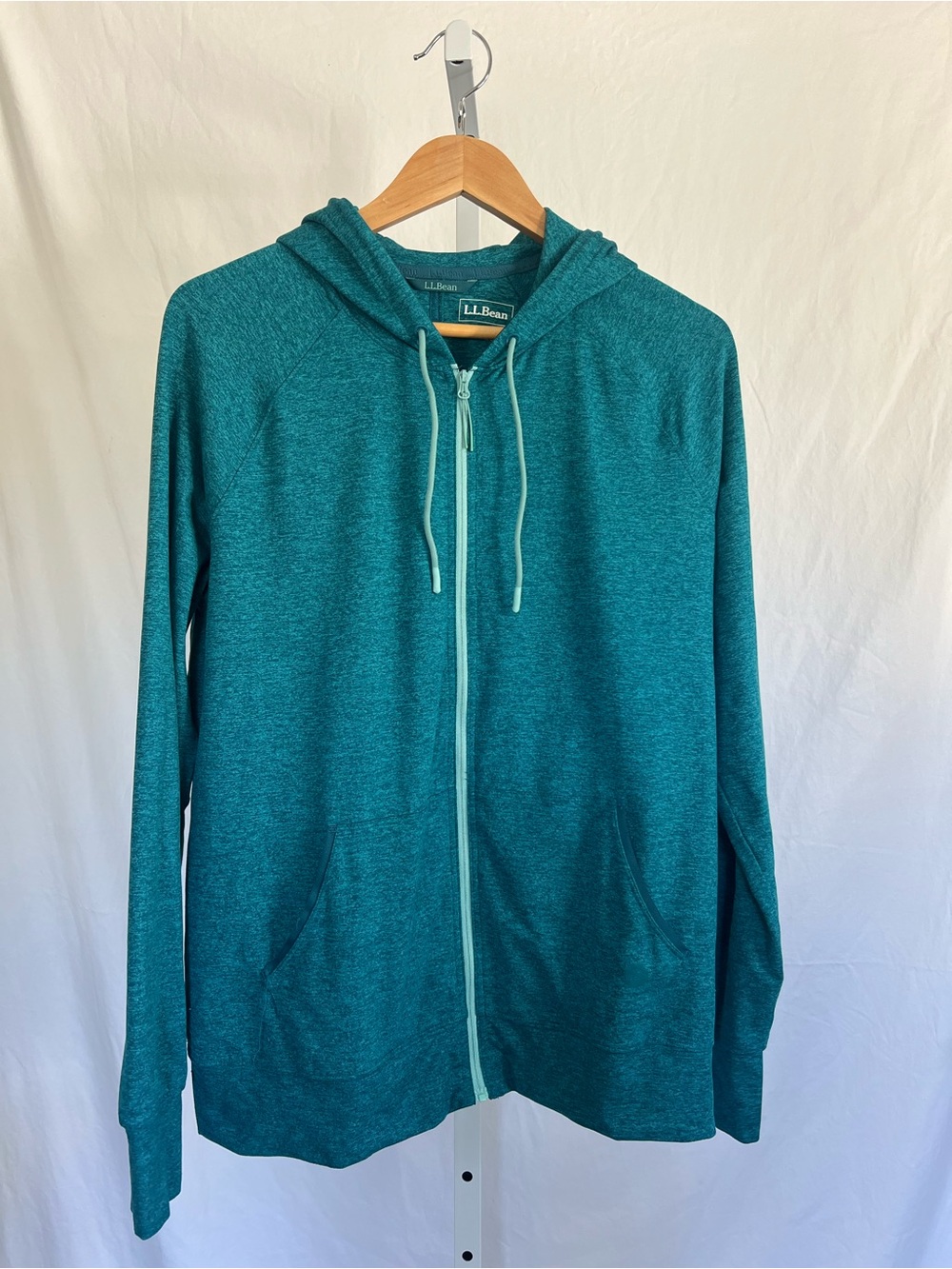 L.L.Bean Teal Zip Hoodie with Mint Trim size L